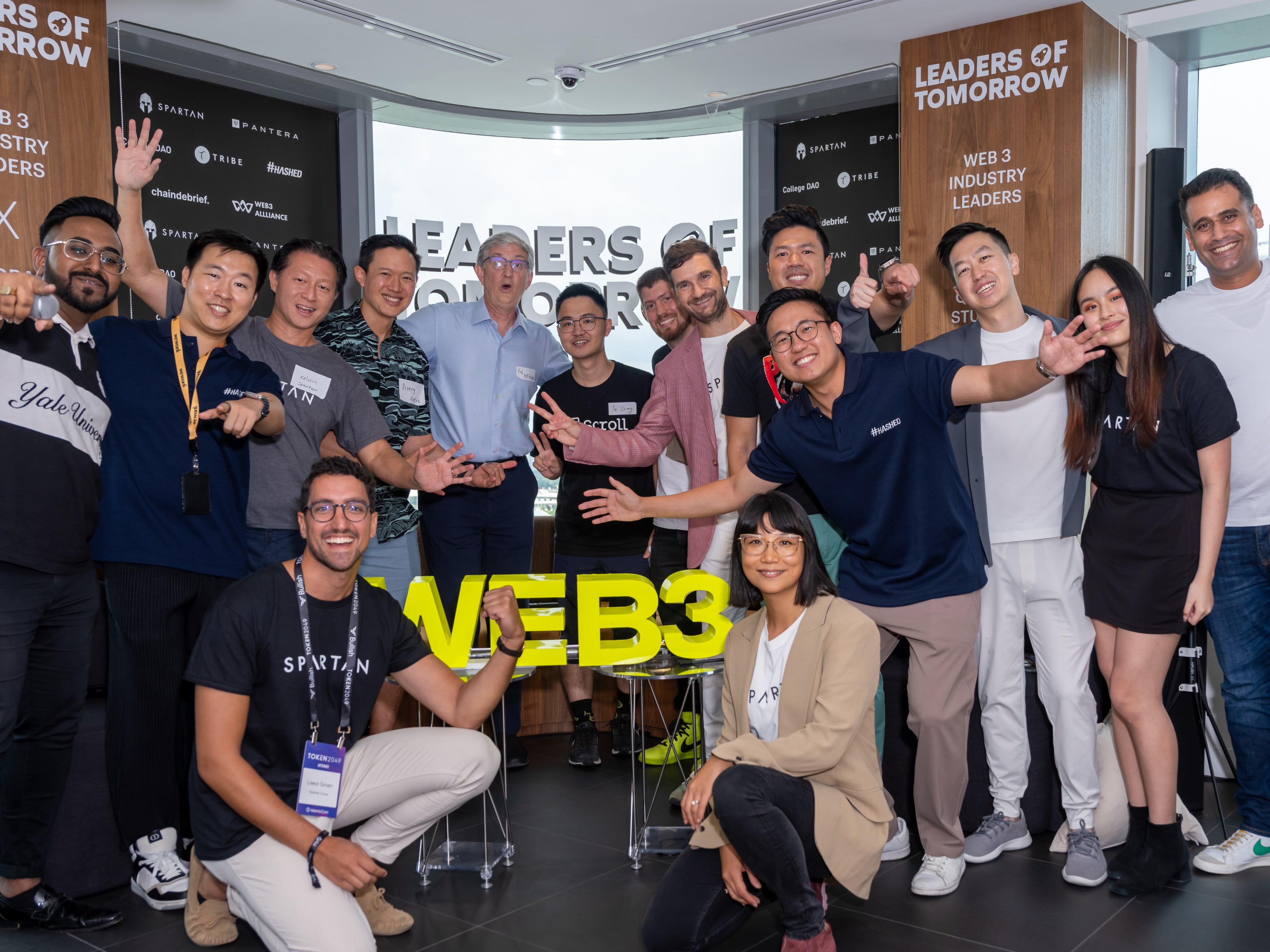 Web3 community members gathered after a programme in Singapore.